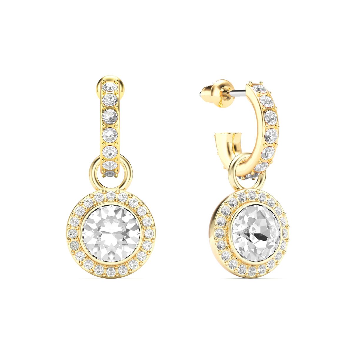 BLOOM CRYSTAL - Aros Colgantes Oro con Cristales Transparentes  Pendientes Mujer Elegantes
