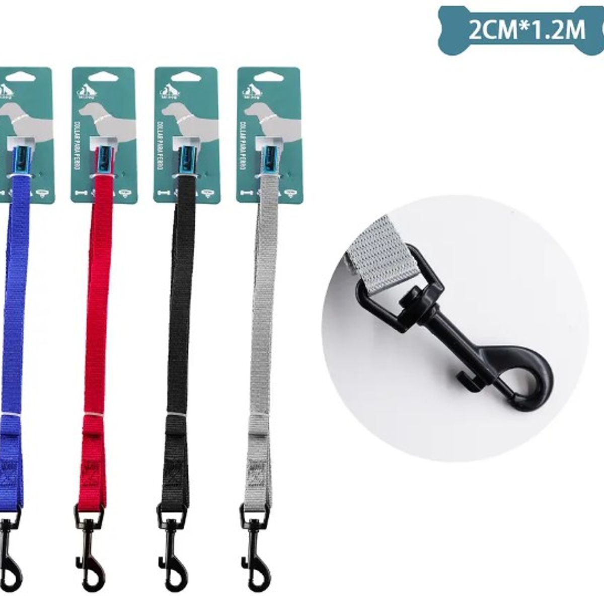 GENERICO - Correa Plana Para Mascota 20cm12M Color Aleatorio