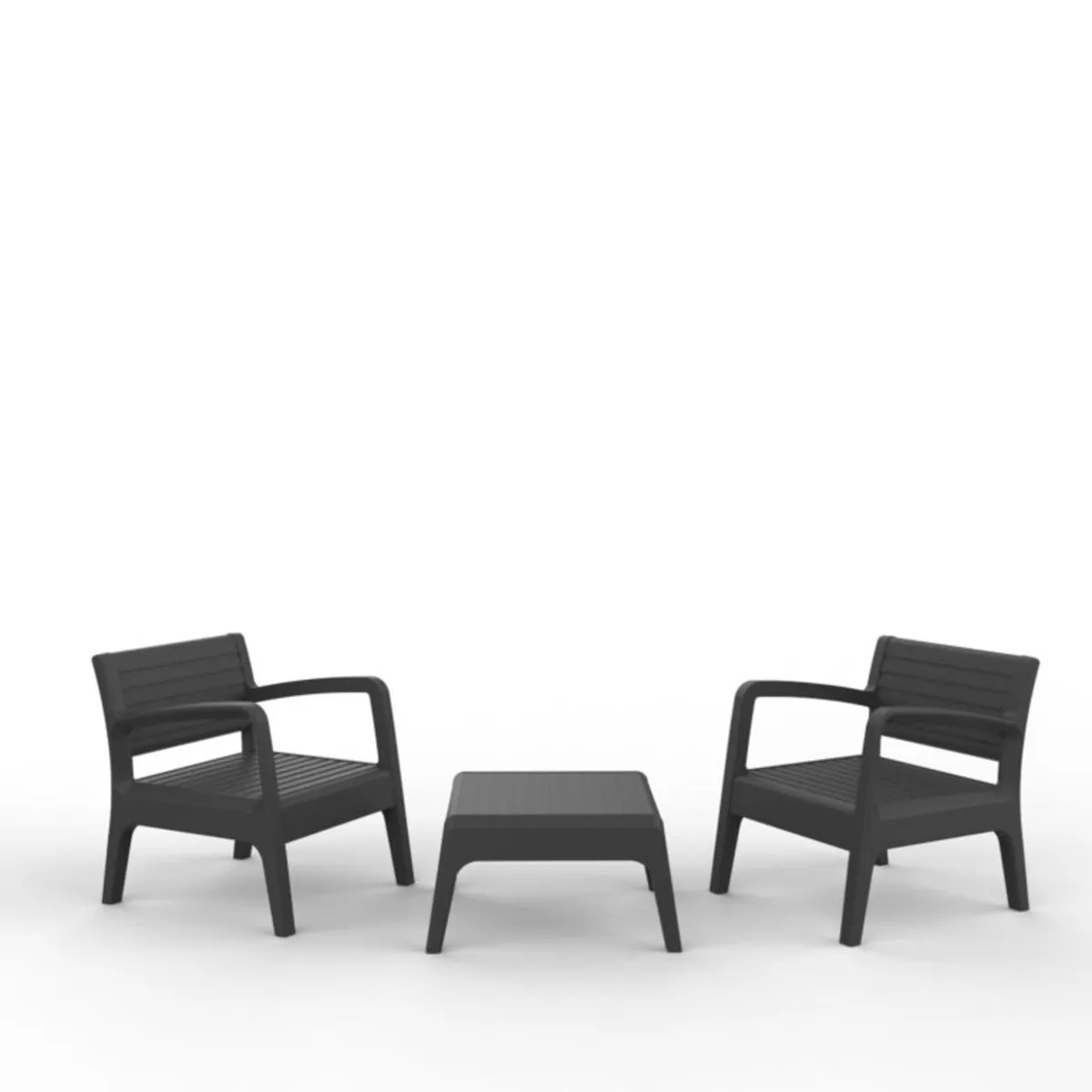 GENERICO - JUEGO TERRAZA MIAMI TETE A TETE GRAFITO 3 PIEZAS