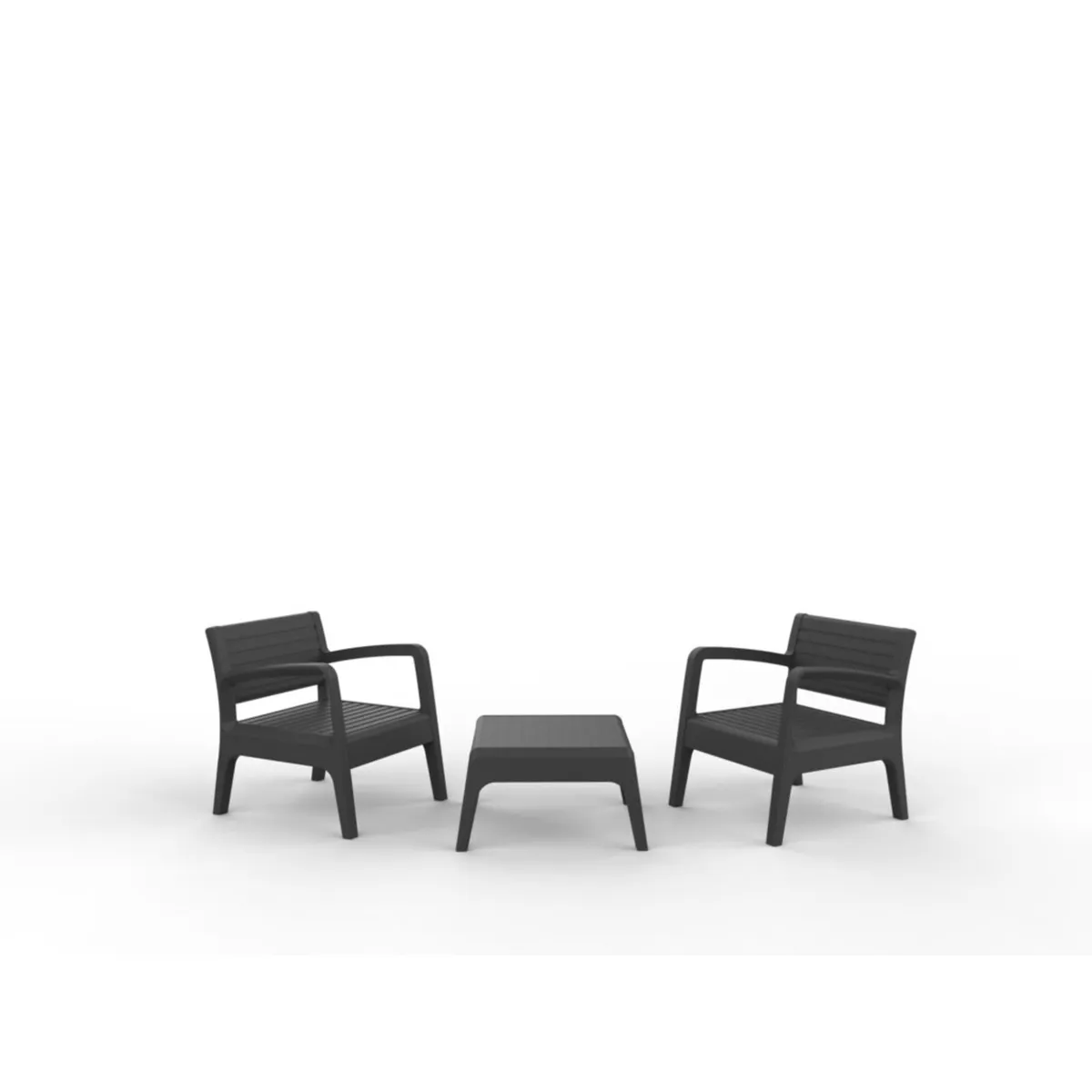 GENERICO - JUEGO TERRAZA MIAMI TETE A TETE GRAFITO 3 PIEZAS