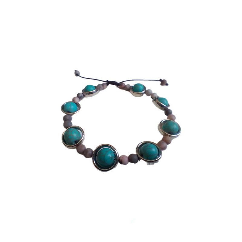 GENERICO - Pulsera cuentas de piedra natural turquesa