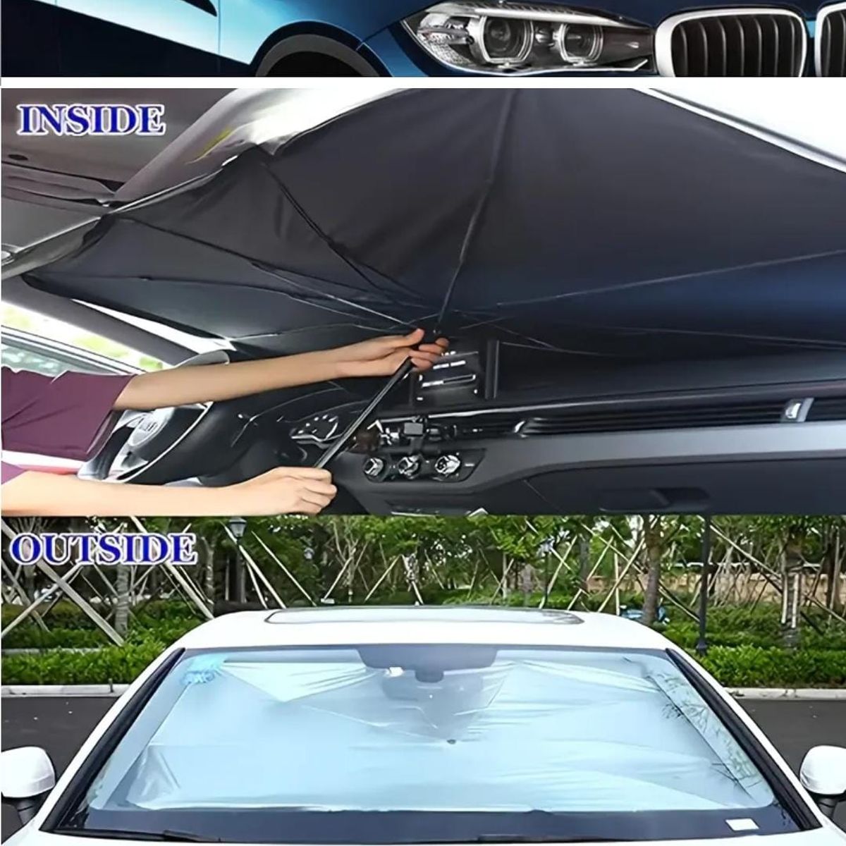 GENERICO - Parasol Quitasol Para Auto Tipo Sombrilla Premium