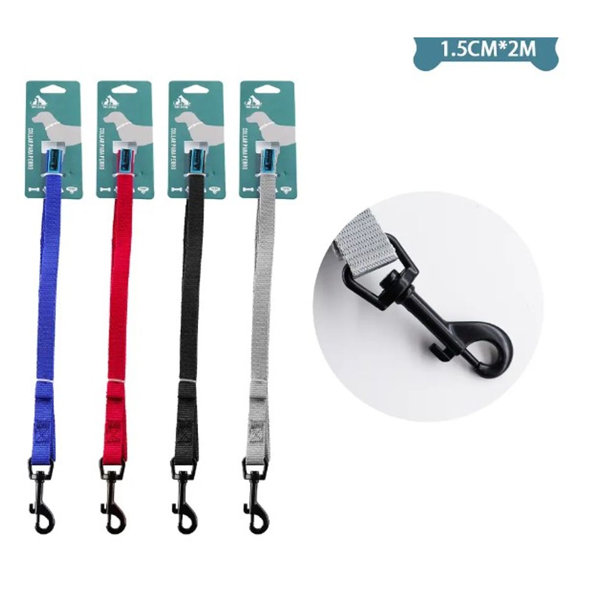 GENERICO - Correa Plana Para Mascota 15Cm2M Color Aleatorio