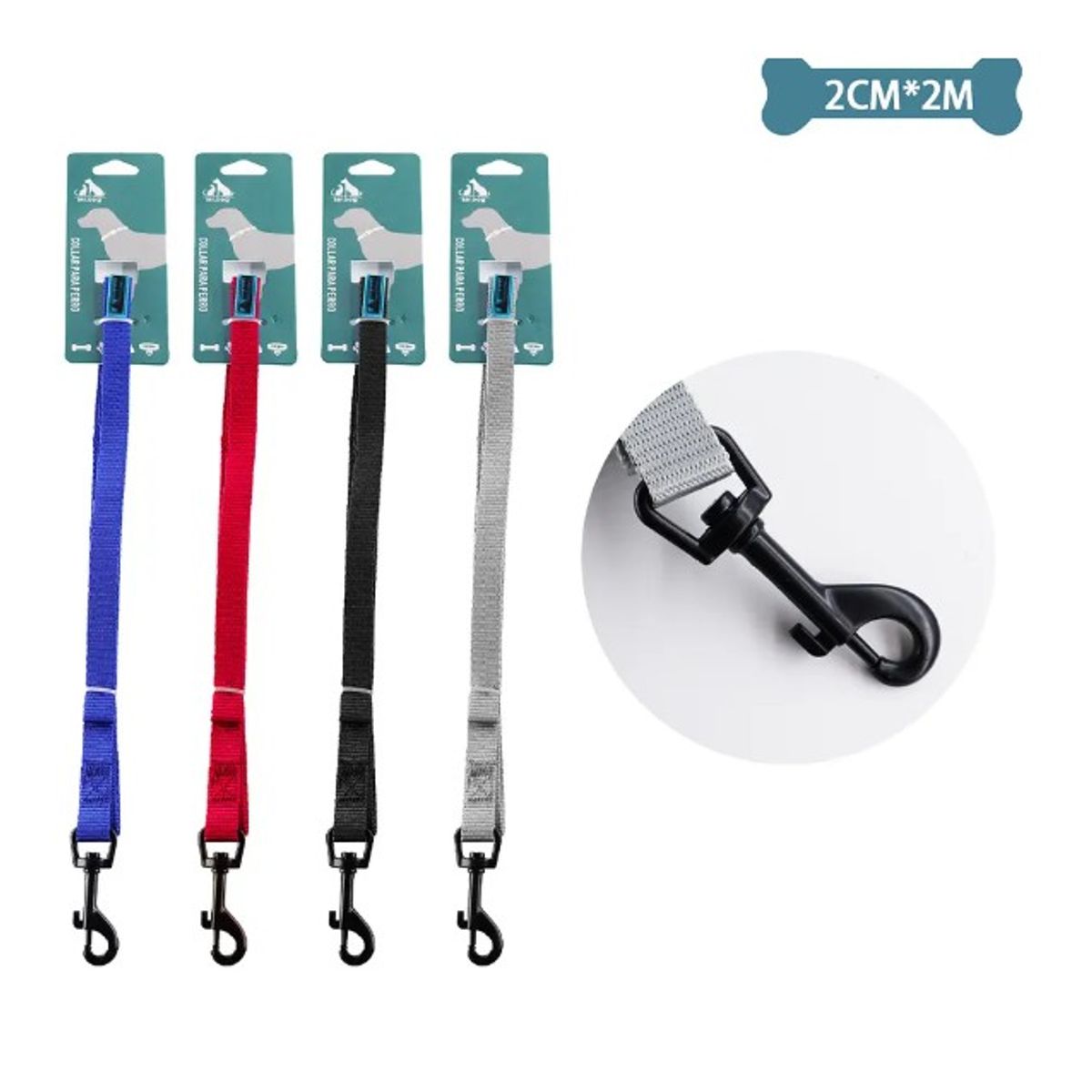 GENERICO - Correa Plana Para Mascota 20Cm2M Color Aleatorio