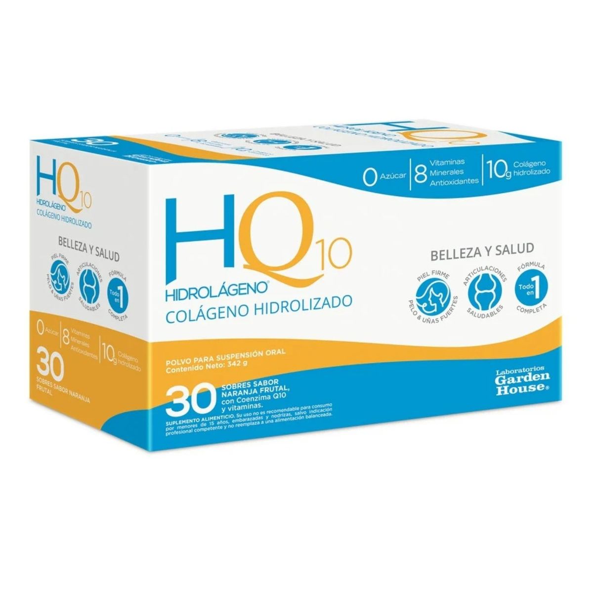 HIDROLAGENO - Hidrolágeno Q10 Colágeno Hidrolizado 30 Sobres Sabor Naranja