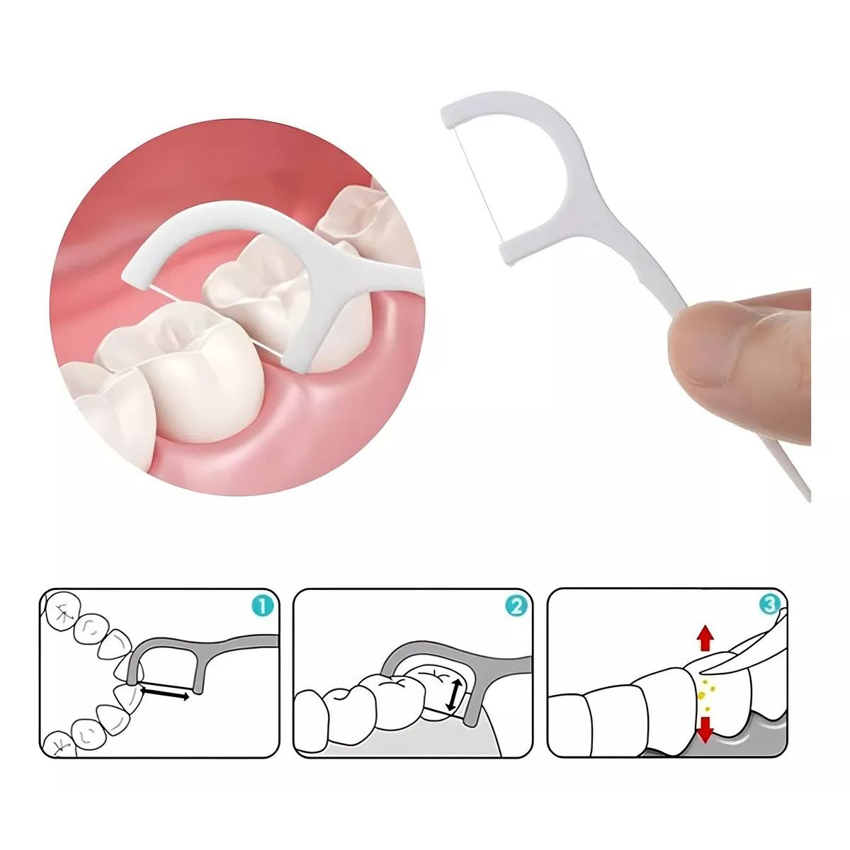 GENERICO - Flosser Palillo Hilo Dental Limpieza Interdental 50 Unidades
