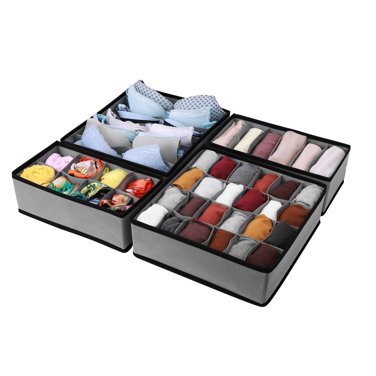 GENERICO - Pack 4 Cajas Almacenables Organizador Cajon