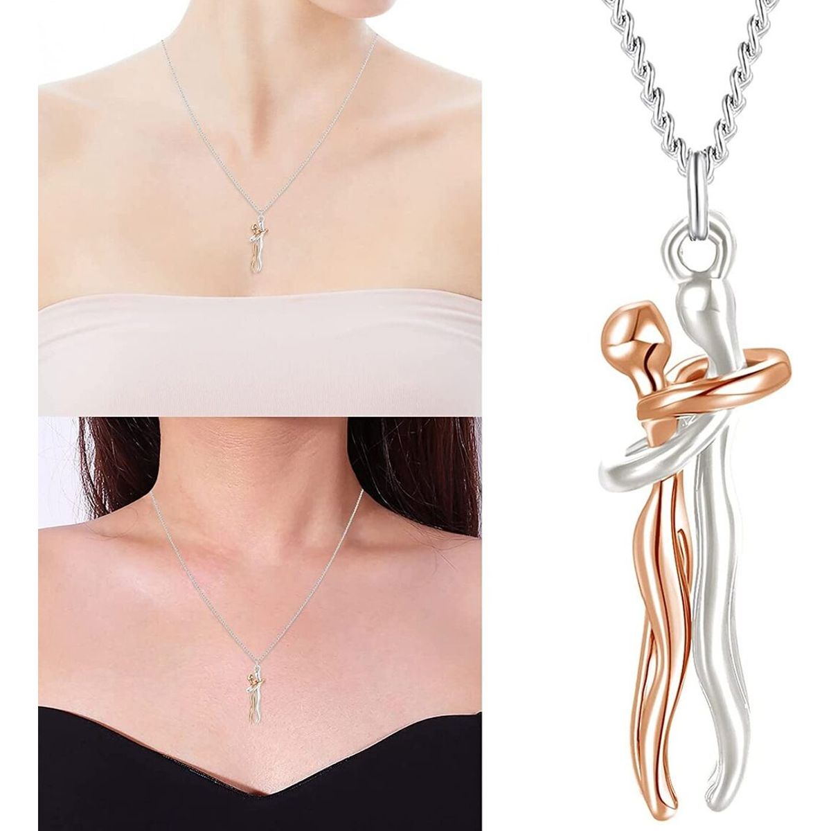 GENERICO - Collar plata 925 pareja novios enamorados abrazados san valentin