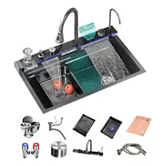 MUNDO MAGIA - Combo Lavaplato Empotrado 80x45 Acero Inoxidable Inteligente