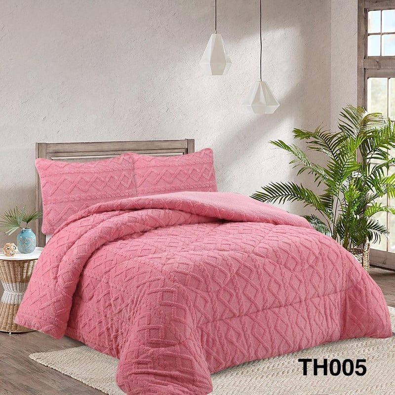 ANGELES DEL HOGAR - COBERTOR INVIERNO TEXTURIZADO CON CHIPORRO 2 PLAZAS ROSA