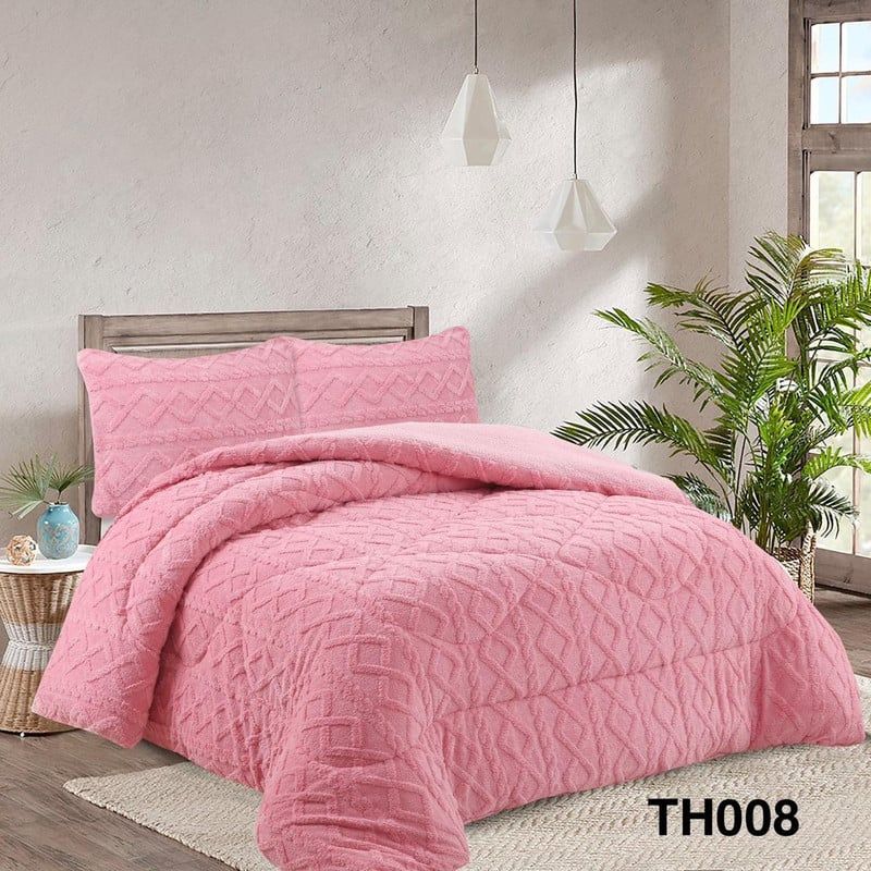 ANGELES DEL HOGAR - COBERTOR INVIERNO TEXTURIZADO CON CHIPORRO 2 PLAZAS ROSA
