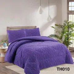 ANGELES DEL HOGAR - COBERTOR INVIERNO TEXTURIZADO CON CHIPORRO 2 PLAZAS MORADO