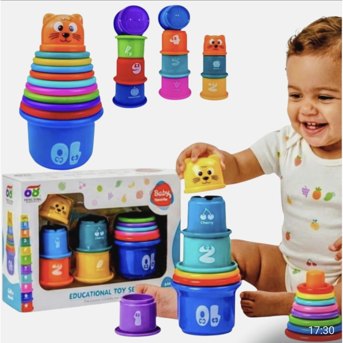 GENERICO - Juego Didáctico Vasos De Apilar Multicolor Para Bebes