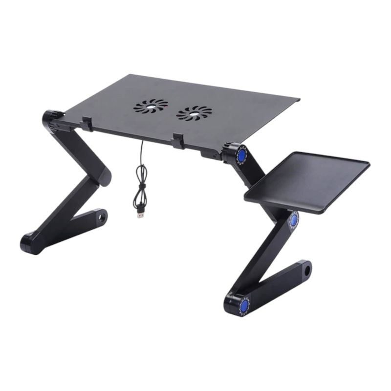 GENERICO - Mesa Portatil Para Notebook Aluminio Doble Ventilador Soporte Mouse