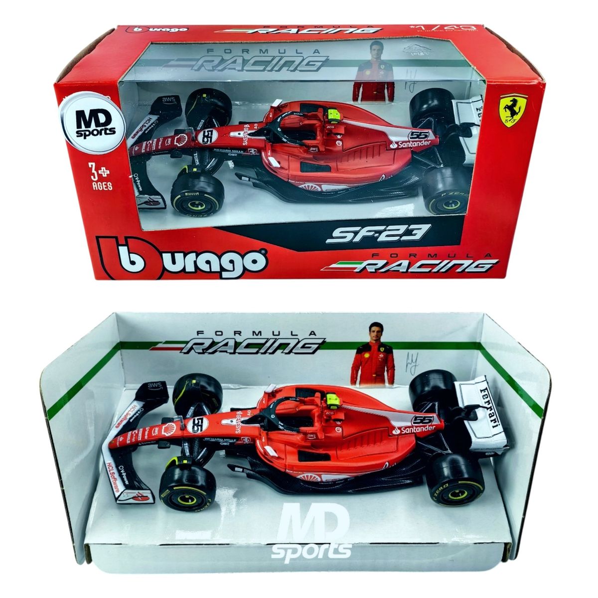 BBURAGO - Auto F1 Ferrari SF-23 Las Vegas 2023 C.Sainz Caja Norma 1:43