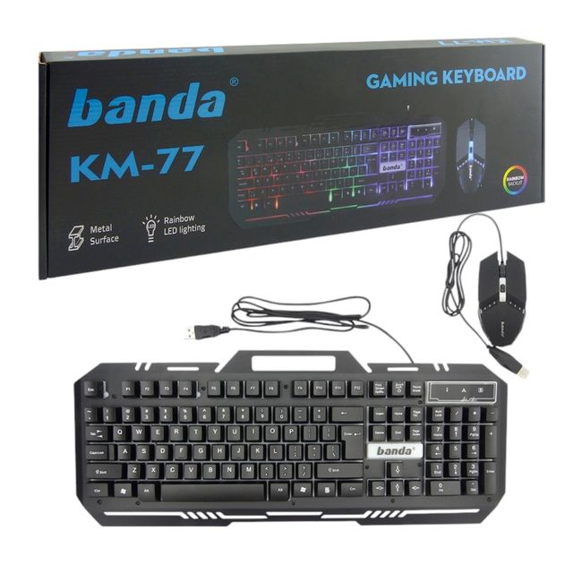 BANDA AUDIOPARTS - Teclado + Mouse Gamer USB Con Luz LED Marca Banda