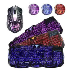 GENERICO - Teclado + Mouse Gamer Mod-V100 Con Luz roja