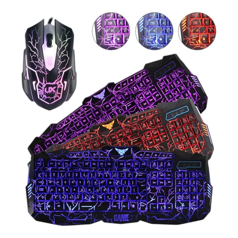 GENERICO - Teclado + Mouse Gamer Mod-V100 Con Luz morada