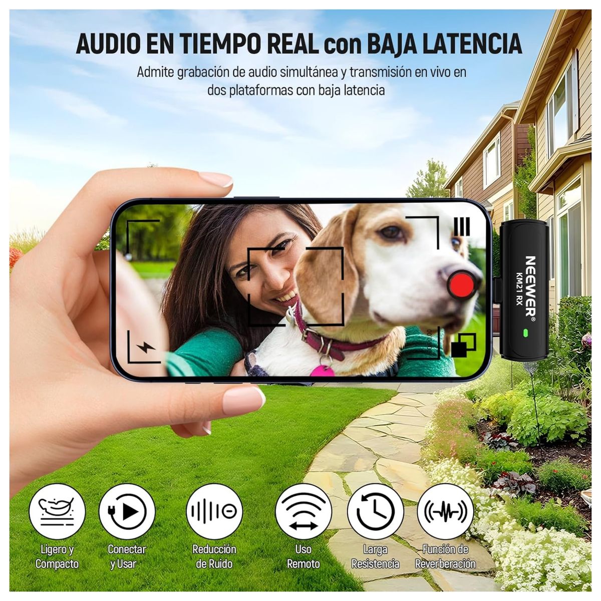 NEEWER - Micrófono Lavalier Inalámbrico P/ 15 16 Pro Max S25 S24 S23 S22 S21