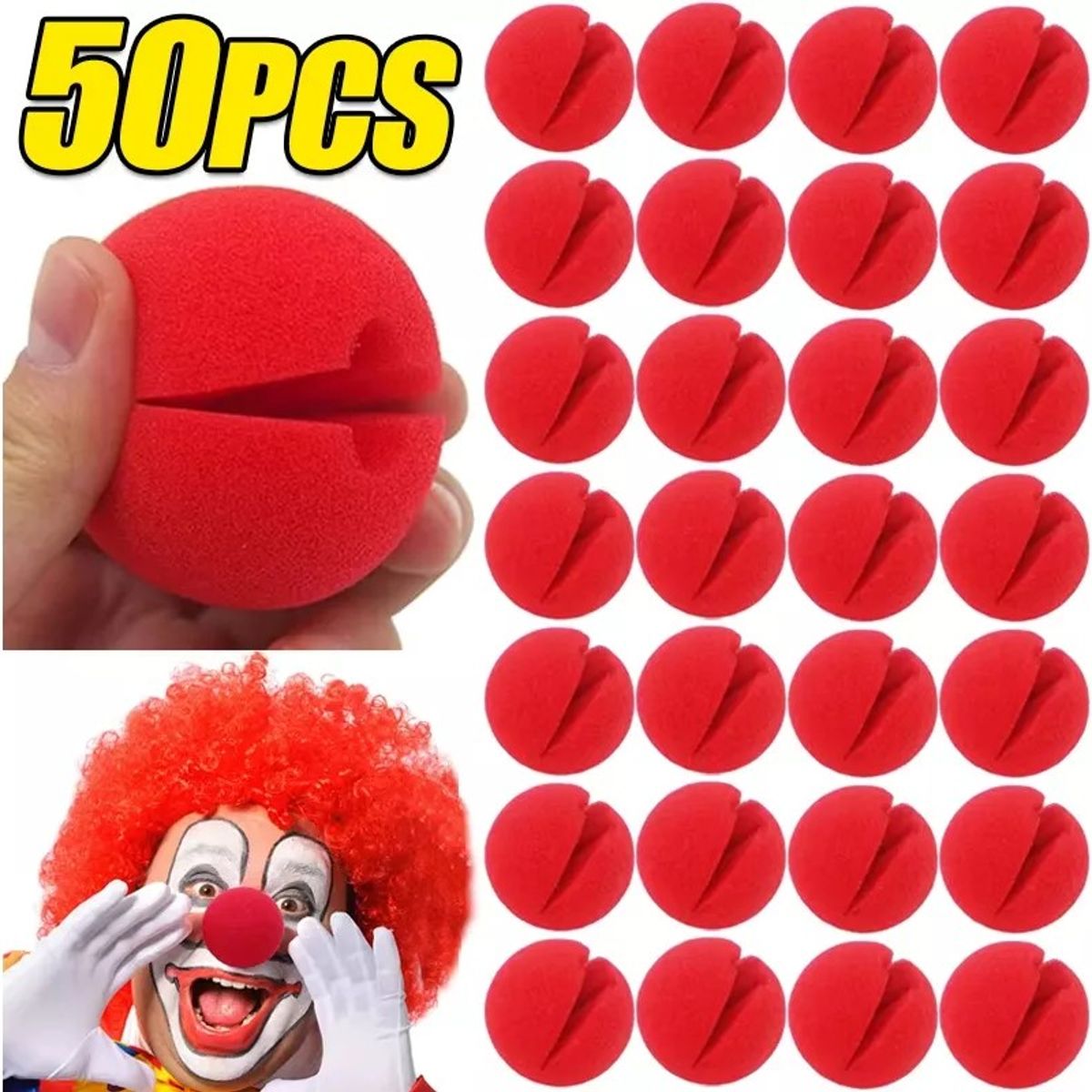 KUANGYE - Pack De 50 Nariz De Payaso Espuma Cotillón Fiesta