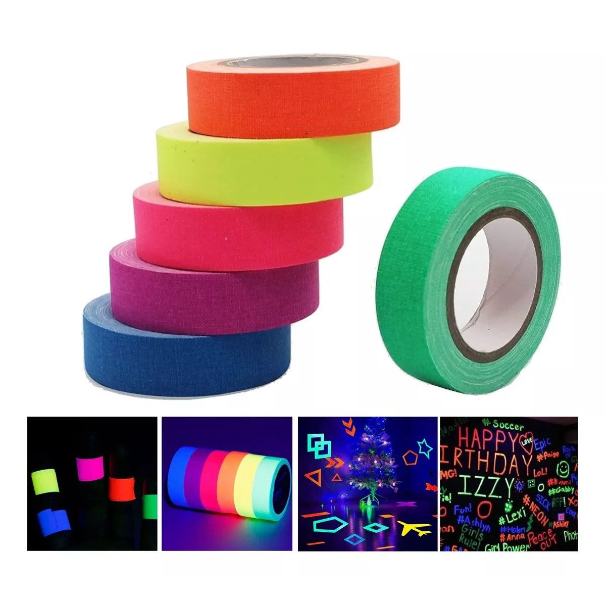 KUANGYE - Cinta Adhesiva Fluorescente Color Neón, 6 Rollos