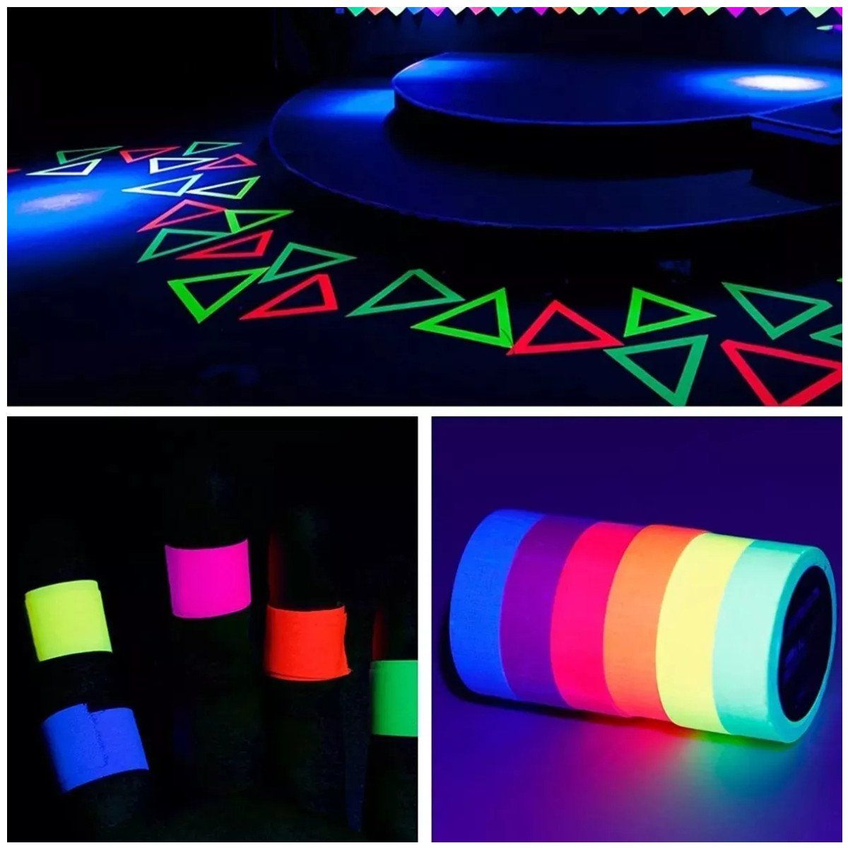 KUANGYE - Cinta Adhesiva Fluorescente Color Neón, 6 Rollos