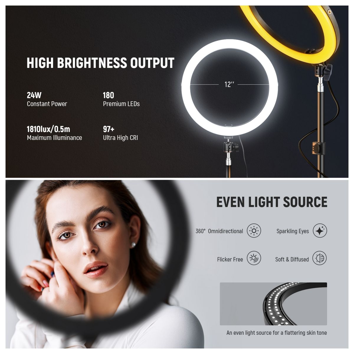 NEEWER - Anillo de luz LED de alta potencia 12inch 24W P/ 15 16 Pro Max S25 S24