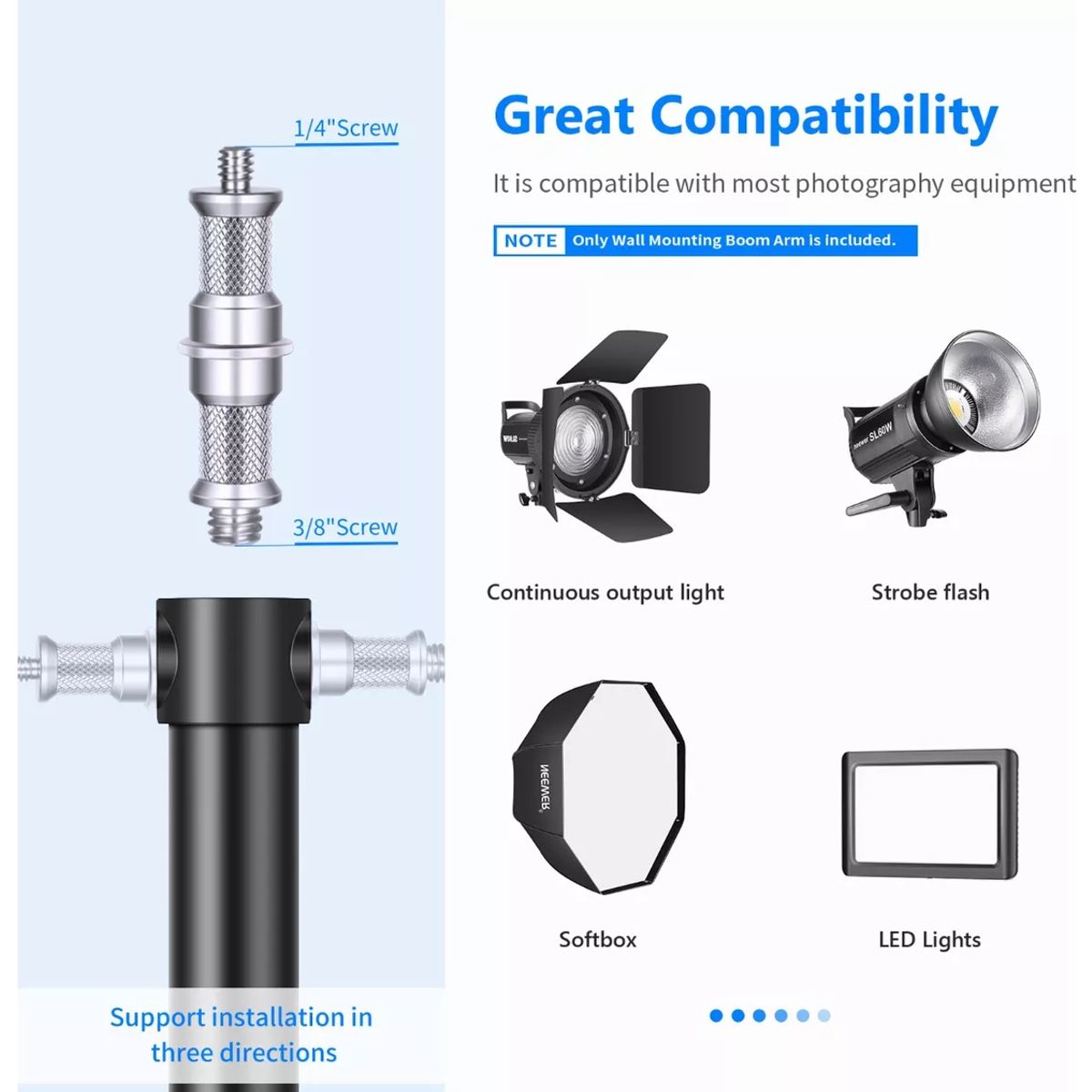 MUNDO MAGIA - Base O Soporte De Pared Ajustable Para Aro De Luz