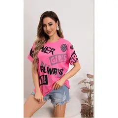 MPROPIA - Polera Mujer Algodon Manga Corta Oversize Girl Power 2005
