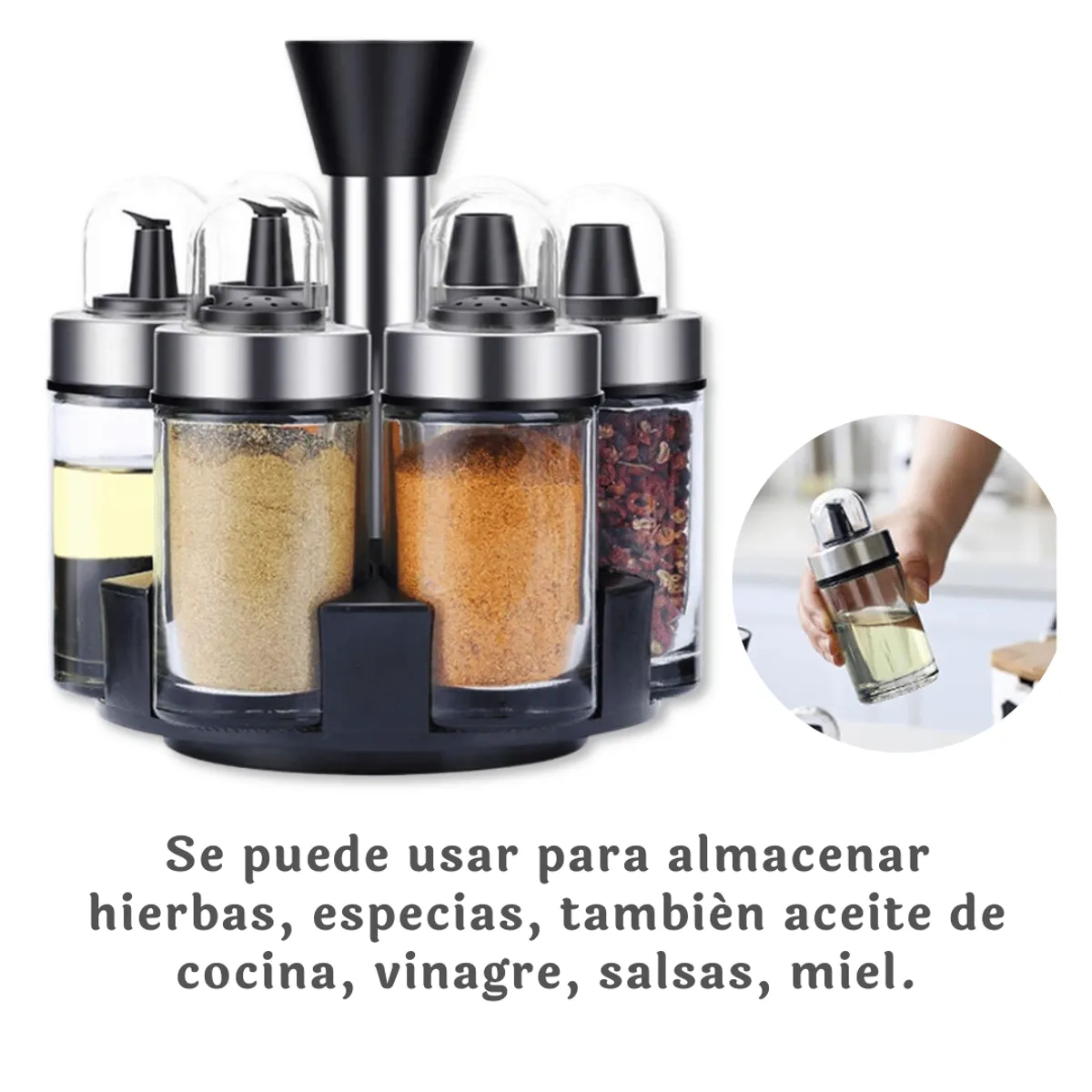LINE - Especiero Giratorio Organizador Condimenteros Liquidos Y Solidos