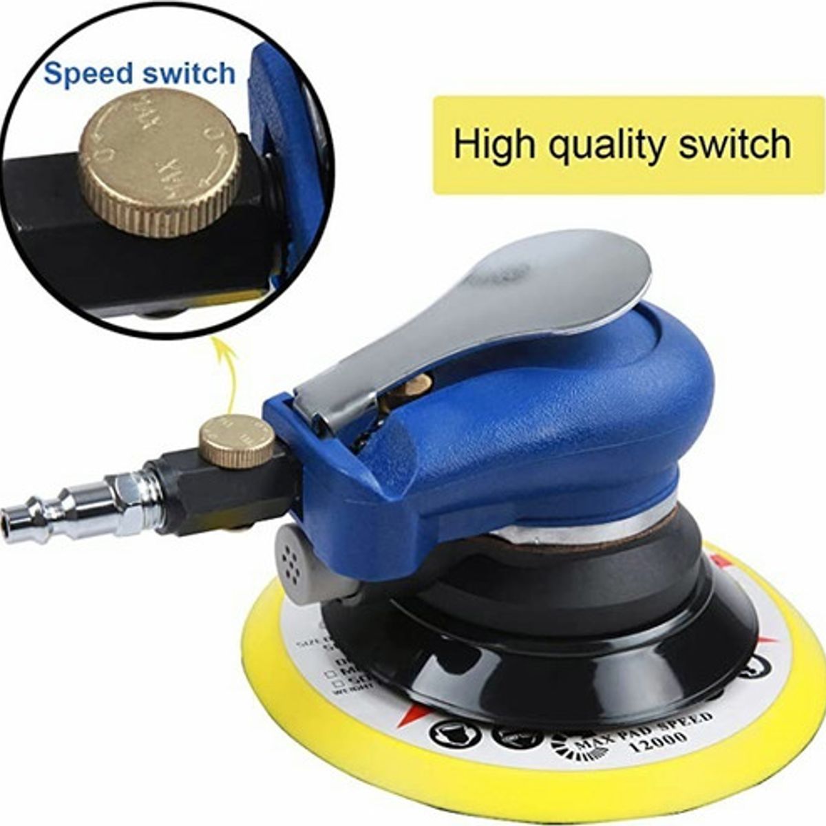 MUNDO MAGIA - Lijadora Orbital Neumatica 6 Pulgadas Doble Acción