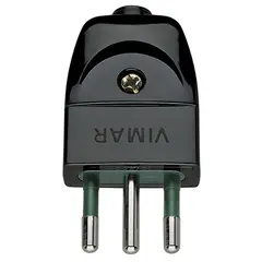 VIMAR - Enchufe Macho Volante 2P+T 10A 250V S11 Negro