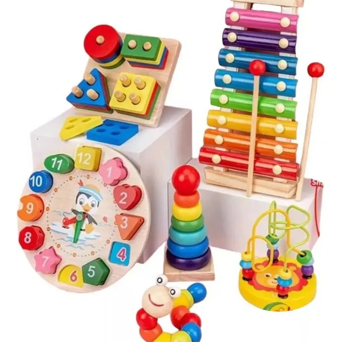 MUNDO MAGIA - Pack 6 Juguetes Didácticos De Madera Para Niños Montessori