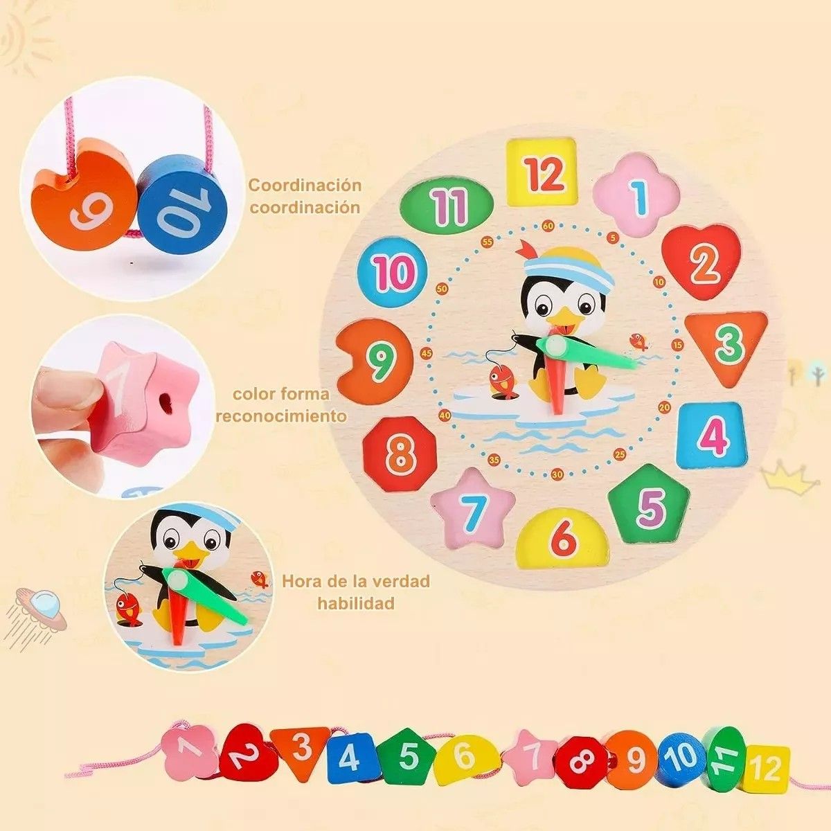 MUNDO MAGIA - Pack 6 Juguetes Didácticos De Madera Para Niños Montessori