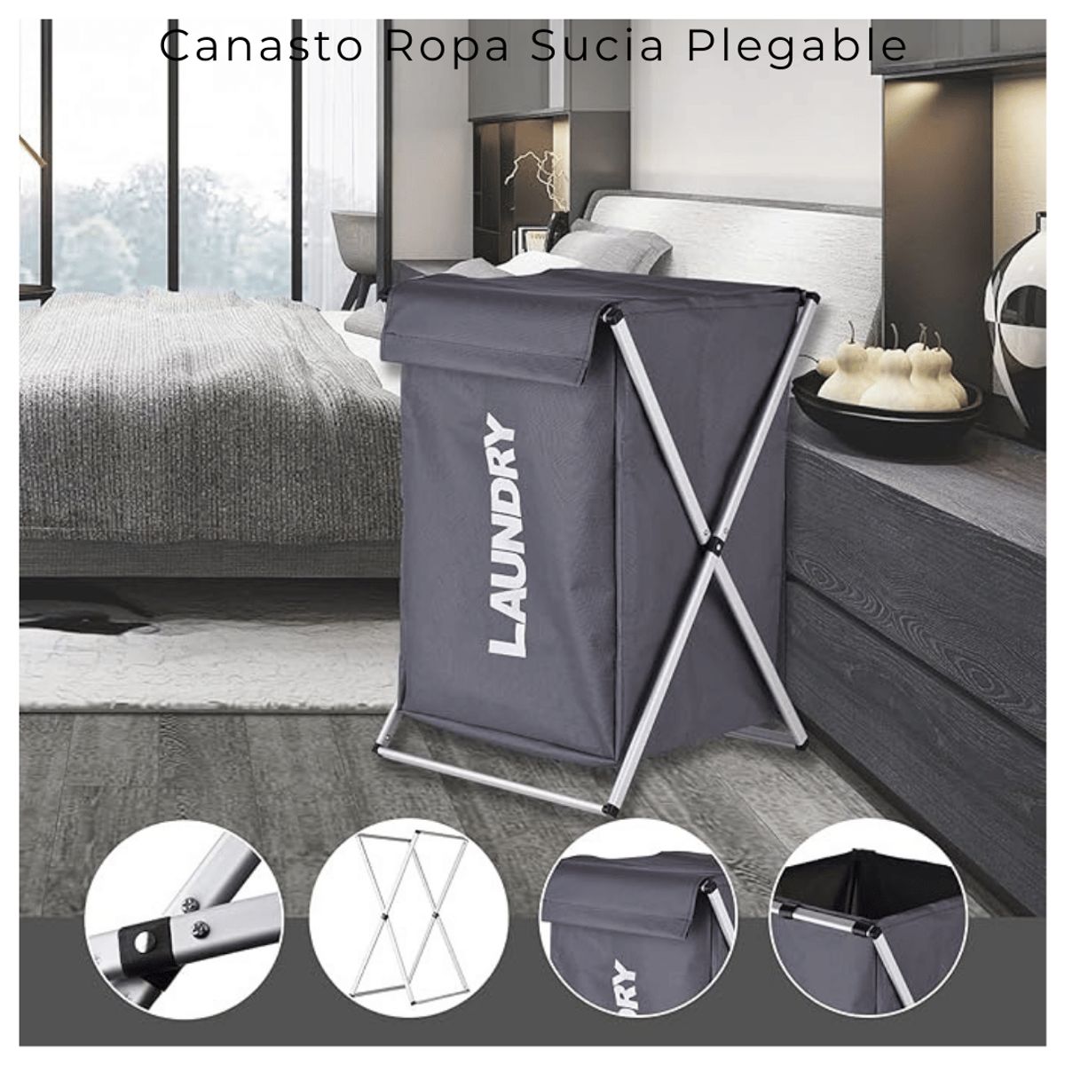 LINE - Canasto Ropa Sucia Plegable Tela Diseño Simple