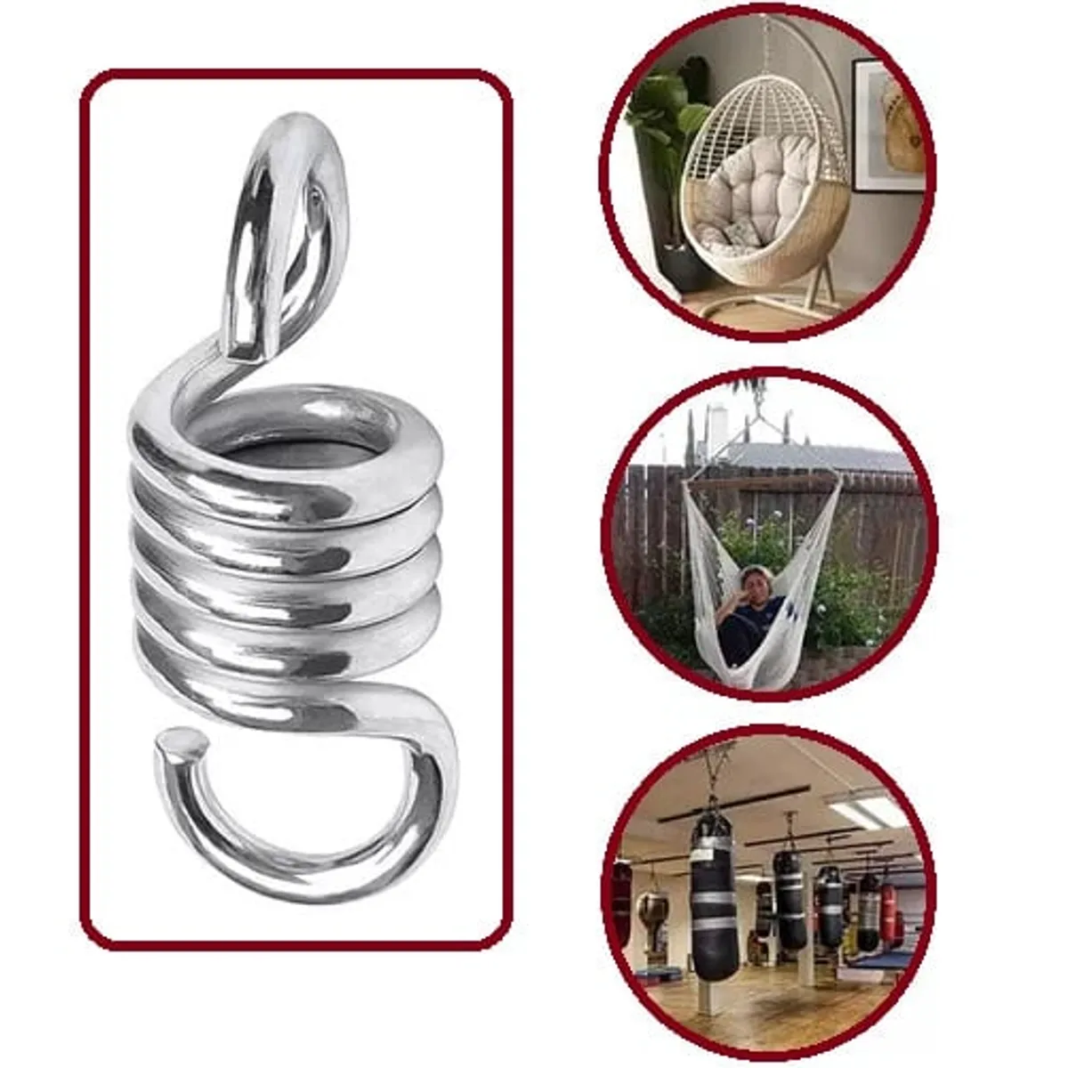 WW DESIGN - Pack 2 Resortes de Acero Cromado para Hamacas o Sillas Colgantes,  Alta Resistencia