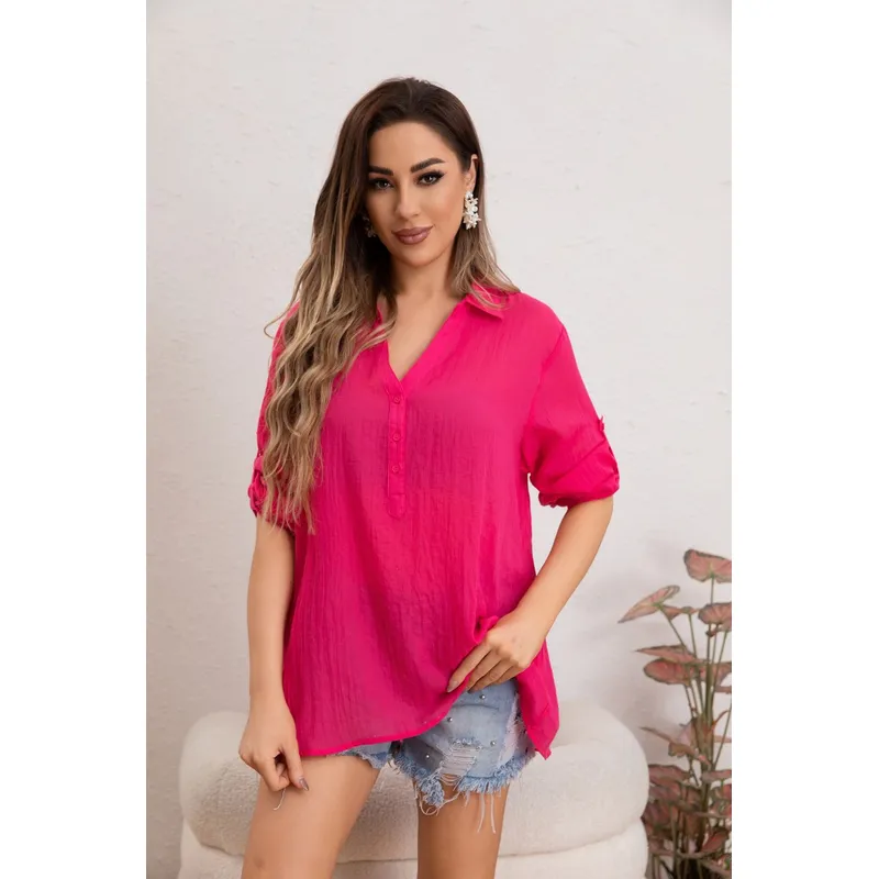 MPROPIA - Blusa Mujer Lino Algodón Premium Liviana Botones Tendencia 8054