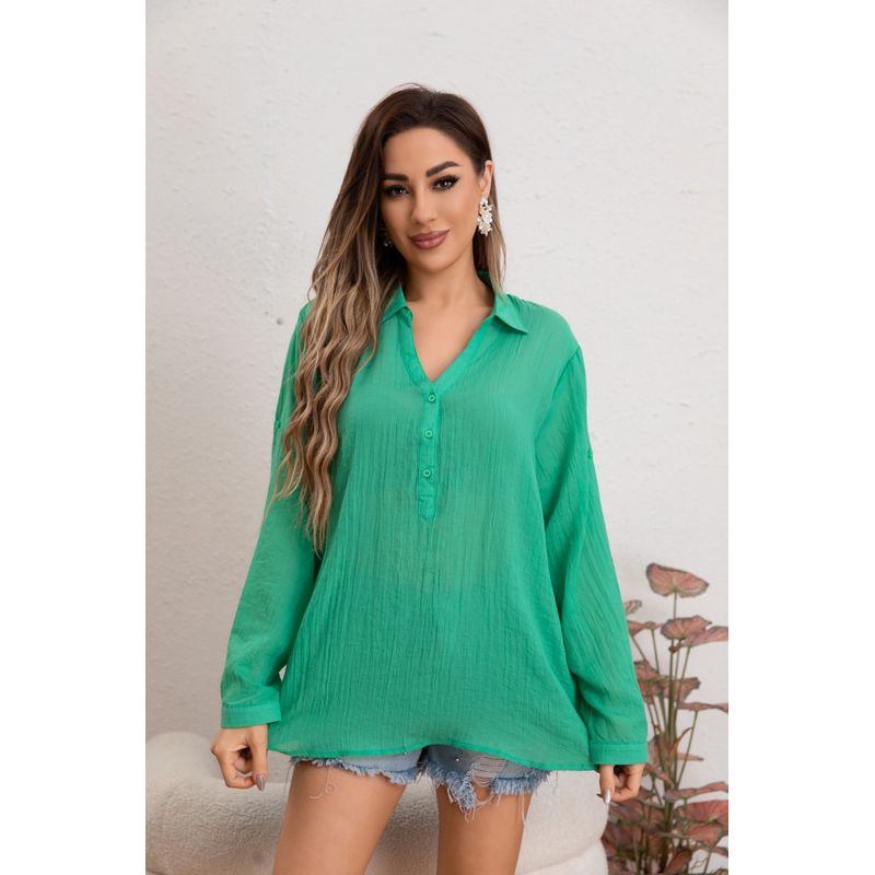 MPROPIA - Blusa Mujer Lino Algodón Premium Liviana Botones Tendencia 8054