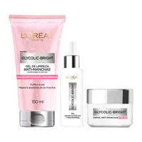 Pack Rutina Glycolic Bright Gel de Limpieza Sérum y Crema de Día FPS 30.-