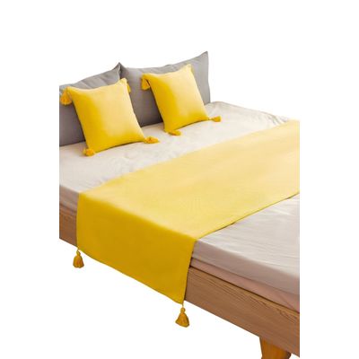 Imagen 2 del producto JJUEGO DE PIECERA DE CAMA CON 2 FUNDAS MODELO LINO AMARILLA