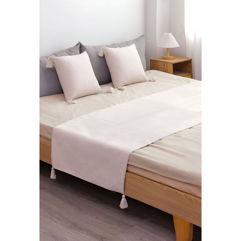 GENERICO - PIECERA DE CAMA DECORATIVA MODELO LINO BLANCA