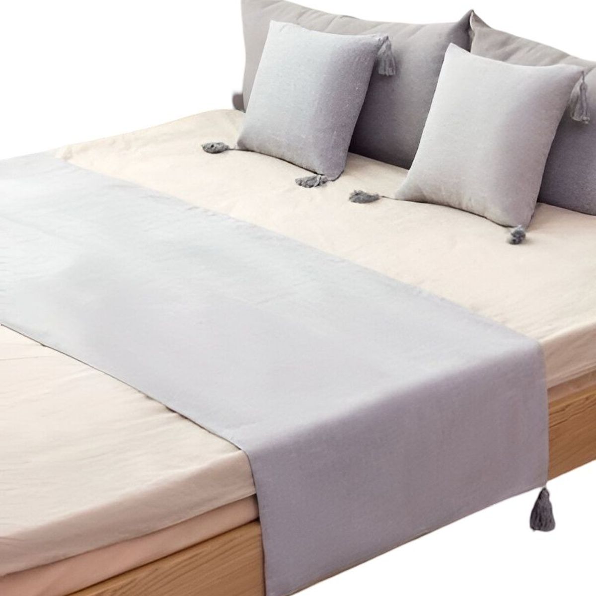 GENERICO - PIECERA DE CAMA DECORATIVA MODELO LINO GRIS