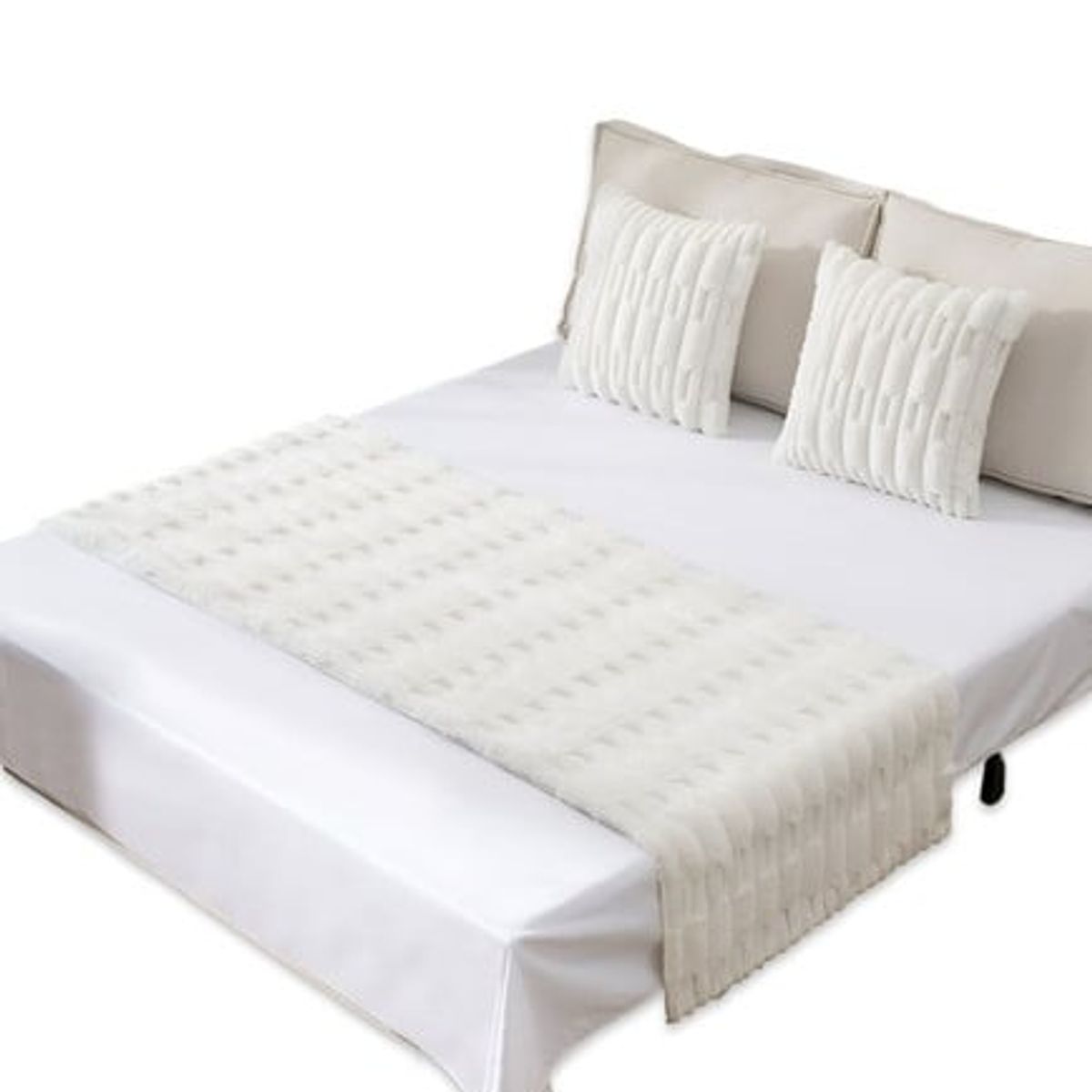 GENERICO - JUEGO DE PIECERA DE CAMA CON 2 FUNDAS MODELO BAMBÚ BLANCO