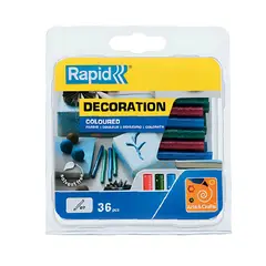 RAPID - 36 Barras De Silicona Glitter 7mm X 90mm Colores - SC