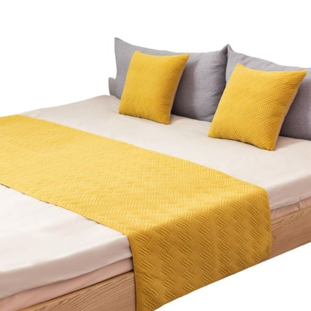 GENERICO - JUEGO DE PIECERA DE CAMA MAS 2 COJIN CON FUNDAS MODELO PLUSH AMARILLO