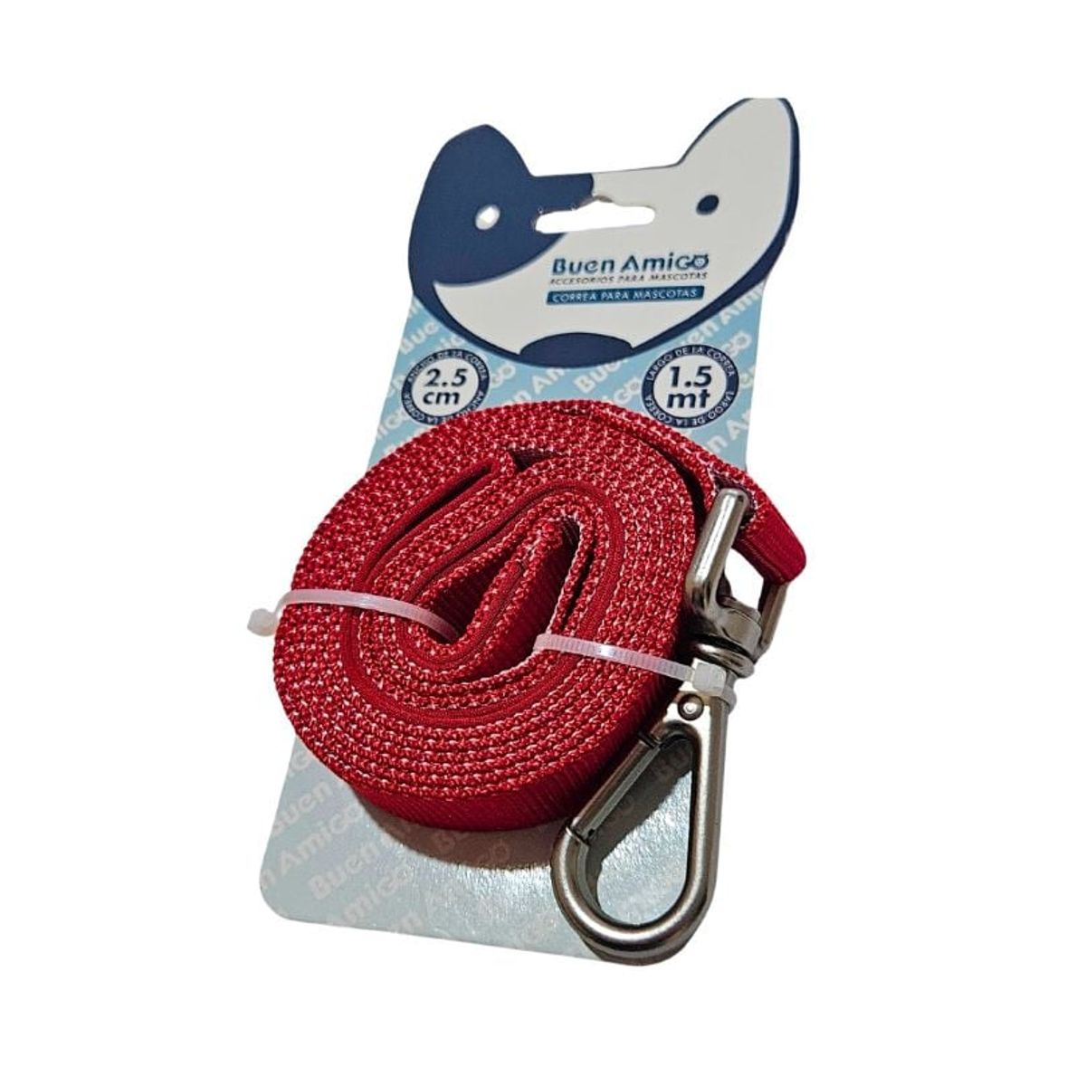 METALFER - Correa Para Perros Agarre Acolchado 1.5 Mts X 2.5 Cm Rojo