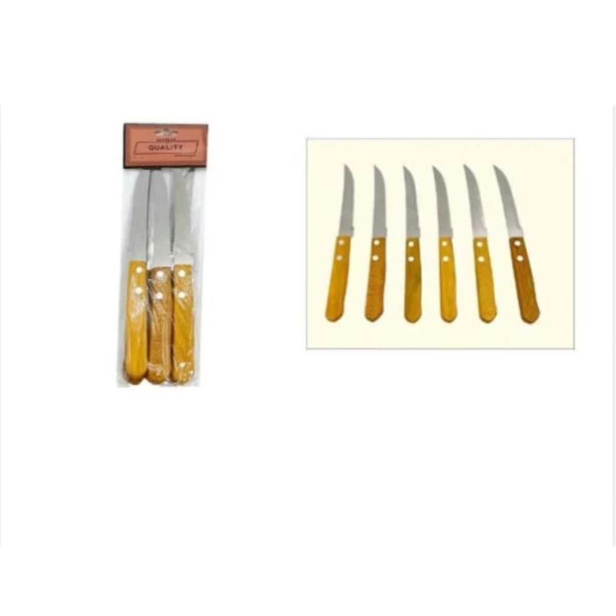 GENERICO - Cuchillo De Acero Inoxidable 6 Piezas Mango De Madera