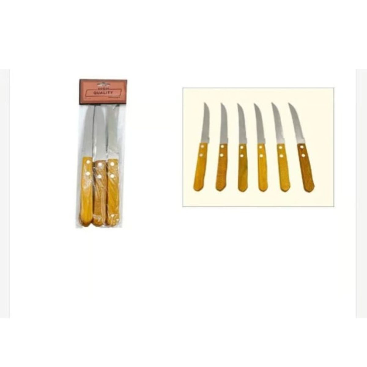 GENERICO - Cuchillo De Acero Inoxidable 6 Piezas Mango De Madera