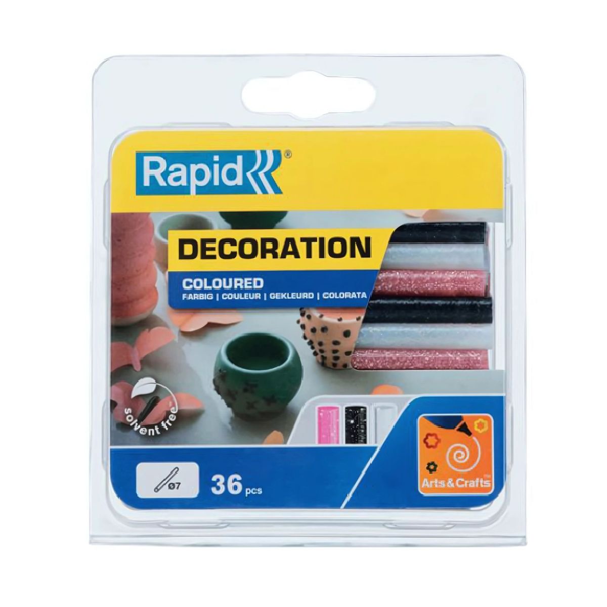 RAPID - 36 Barras De Silicona Purpurina 7mm X 90mm Colores - SC