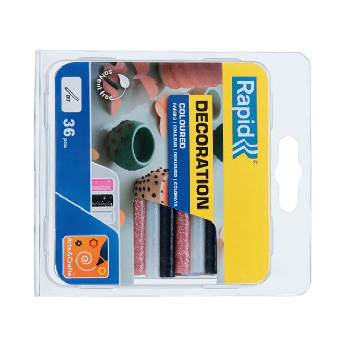 RAPID - 36 Barras De Silicona Purpurina 7mm X 90mm Colores - SC